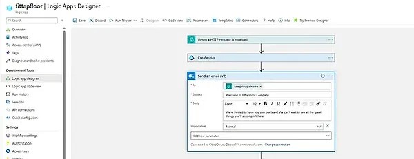 User Creation Logic App Step